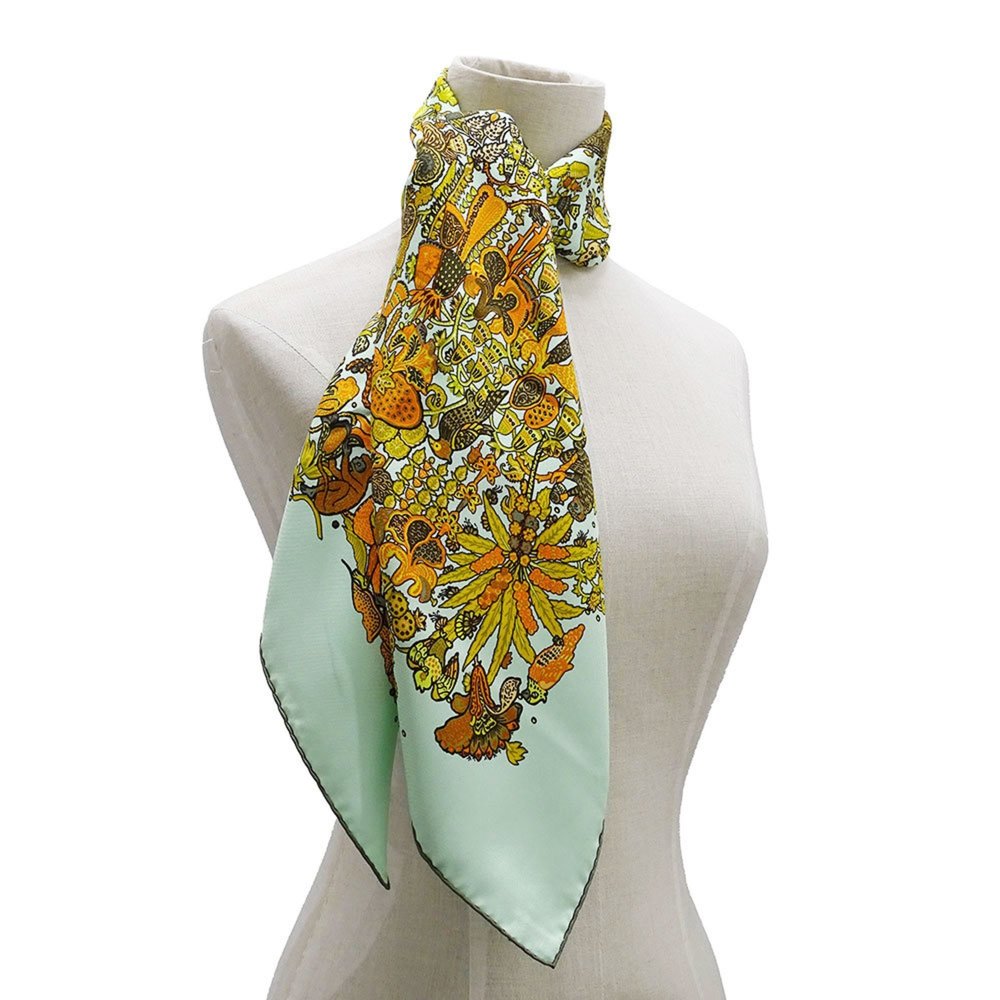 Hermes Scarf Muffler for Women Carre 90 LEGEND MOGHOLE Silk Pale Green Orange... - Picture 9 of 10